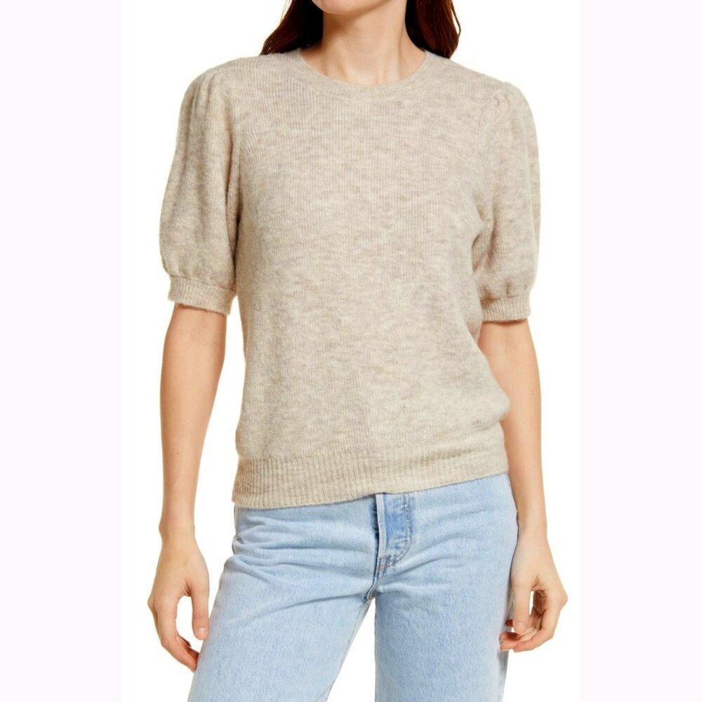 Vero Moda Lefile Puff Sleeve 'Birch Melange' Sweater